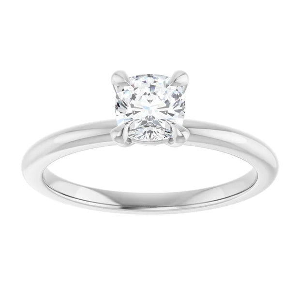 14K White Gold 5/8 CTW Cushion-Cut Diamond Solitaire Ring with Claw Prongs