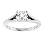 14K White Gold 5/8 CTW Cushion-Cut Diamond Ring with Tapered Cathedral Setting