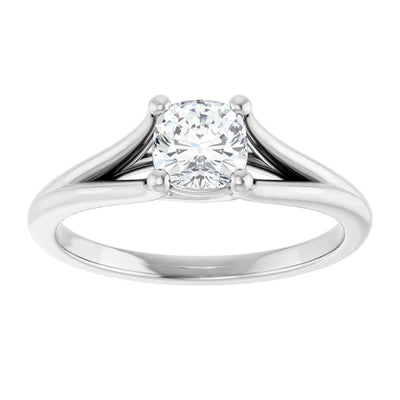 14K White Gold 5/8 CTW Cushion-Cut Diamond Ring with Tapered Cathedral Setting
