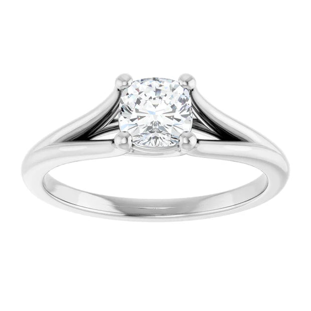 14K White Gold 5/8 CTW Cushion-Cut Diamond Ring with Tapered Cathedral Setting