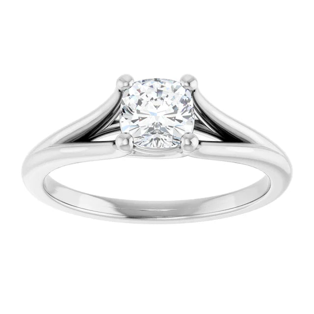 14K White Gold 5/8 CTW Cushion-Cut Diamond Ring with Tapered Cathedral Setting