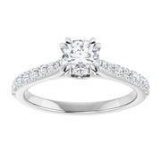 14K White Gold 9/10 CTW Round Diamond Engagement Ring with Pavé Band