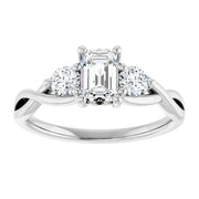 14K White Gold 1 1/2 CTW Emerald-Cut Diamond Ring with Twisted Shank