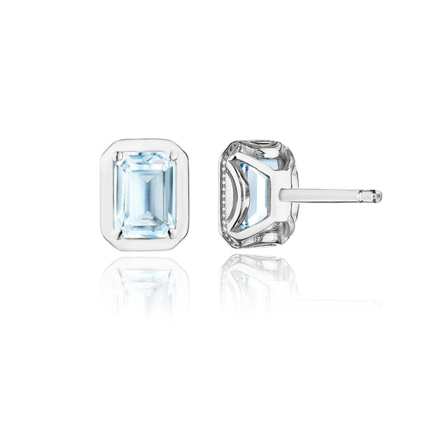 Emerald Sky Blue Topaz Stud Earring - 1.4ct