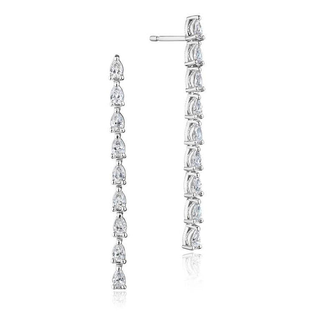 Pear Diamond Drop Earrings in 18k White Gold