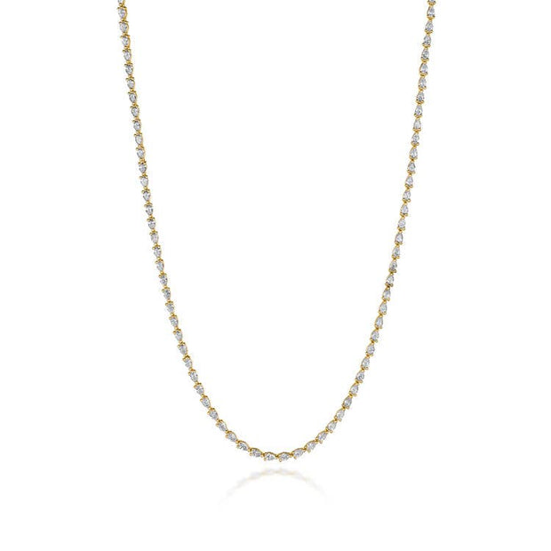 Pear Diamond Tennis Necklace in 18k Yellow Gold