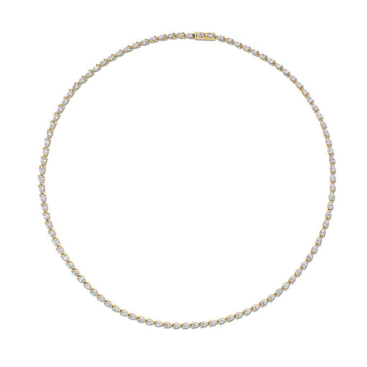 Pear Diamond Tennis Necklace in 18k Yellow Gold