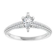 14K White Gold 5/8 CTW Marquise Diamond Ring with Double Row Pavé Band