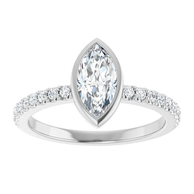 14K White 9x4.5 mm Marquise Engagement Ring