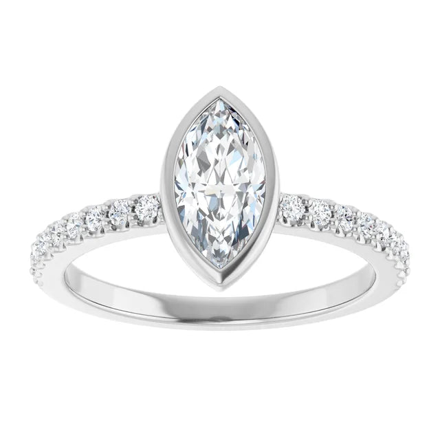 14K White 9x4.5 mm Marquise Engagement Ring