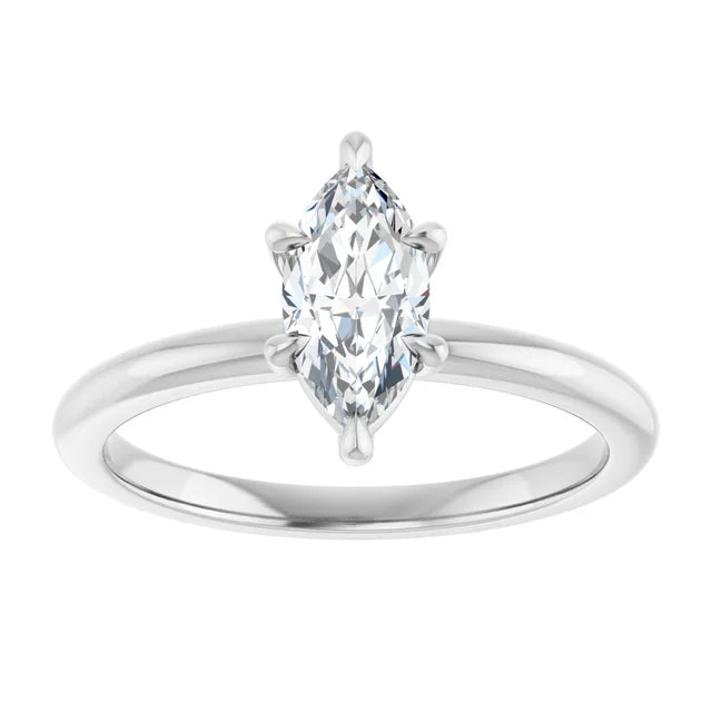 14K White Gold 3/4 CT Marquise Diamond Solitaire Engagement Ring