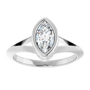 14K White Gold 5/8 CTW Bezel-Set Marquise Diamond Ring with Hidden Pavé Detail
