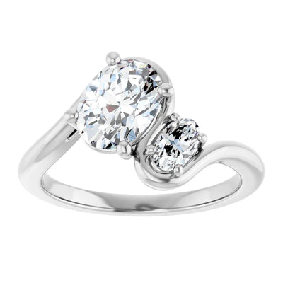 14K White Gold Oval Engagement Ring with 1 CT Center and 1 1/4 CTW Diamonds