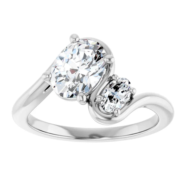 14K White Gold Oval Engagement Ring with 1 CT Center and 1 1/4 CTW Diamonds