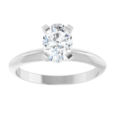 14K White Gold Heavyweight Solitaire Engagement Ring with 3/4 CT Oval Center and 4-Prong Setting