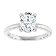 14K White Gold Solitaire Engagement Ring with 1 CT Oval Center and Claw Prongs