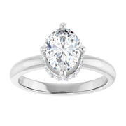 14K White Gold Oval Engagement Ring with 1 CT Center and Hidden Halo, 1 1/8 CTW Diamonds