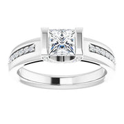 14K White Gold 9/10 CTW Princess Diamond Channel-Set Engagement Ring