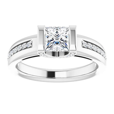 14K White Gold 9/10 CTW Princess Diamond Channel-Set Engagement Ring