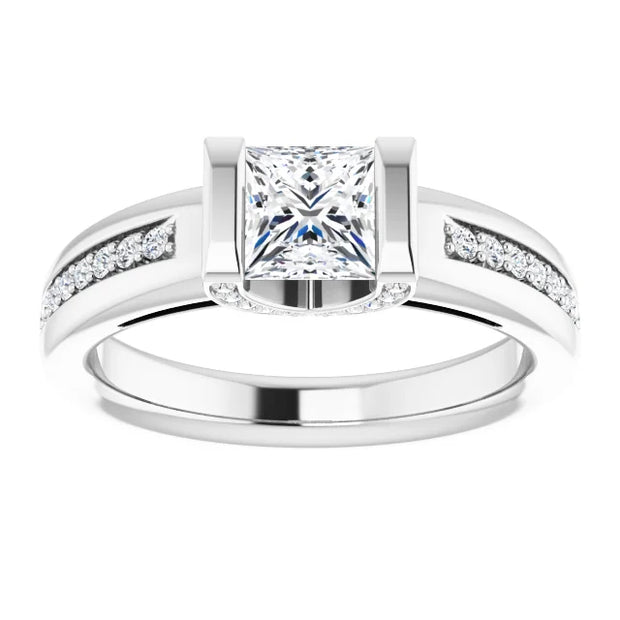 14K White Gold 9/10 CTW Princess Diamond Channel-Set Engagement Ring