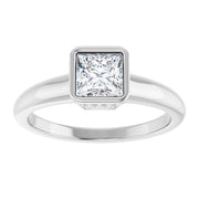 14K White Gold 3/4 CTW Princess Diamond Bezel-Set Solitaire Engagement Ring