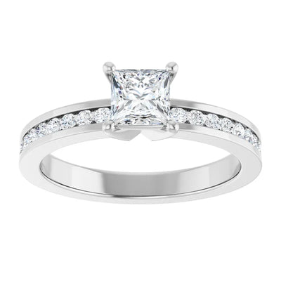 14K White Gold 3/4 CTW Princess Diamond Solitaire Engagement Ring