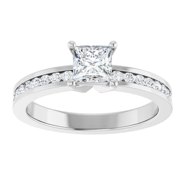 14K White Gold 3/4 CTW Princess Diamond Solitaire Engagement Ring