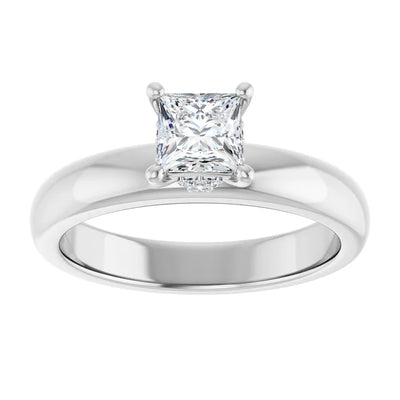 14K White Gold 1/2 CTW Princess Diamond Solitaire Engagement Ring