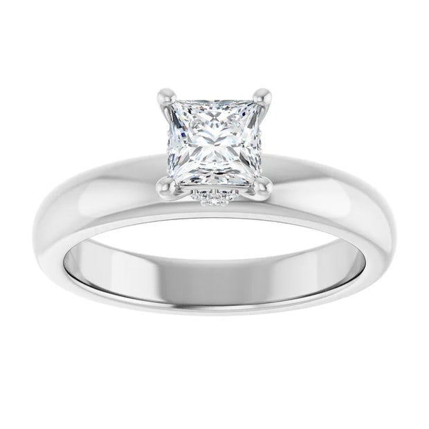 14K White Gold 1/2 CTW Princess Diamond Solitaire Engagement Ring