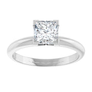 14K White Gold Princess Cut Solitaire Ring with 3/4 CT Center and V-End Prong Setting