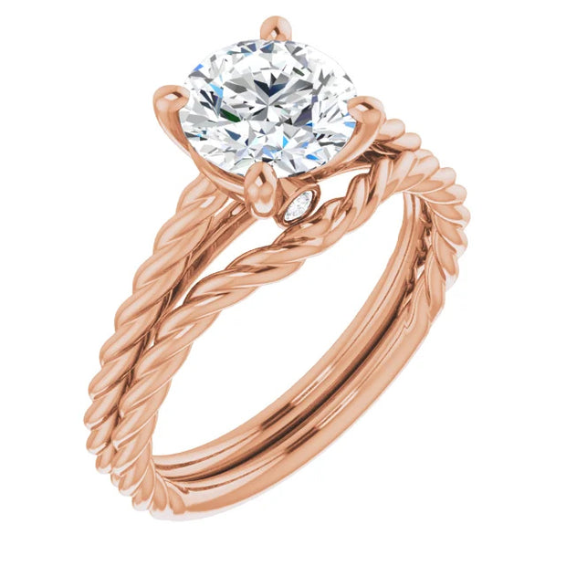 3C Cathedral Cable Diamond Accented Engagement Setting