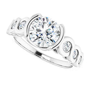 Round Modern Diamond Accented Engagement Setting