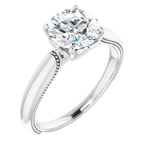 Cathedral 1/20ctw Diamond Accented Milgrain Engagement Setting