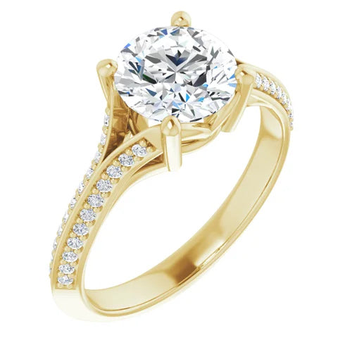 Beveled Split-Shank Pinpoint Diamond Engagement Setting