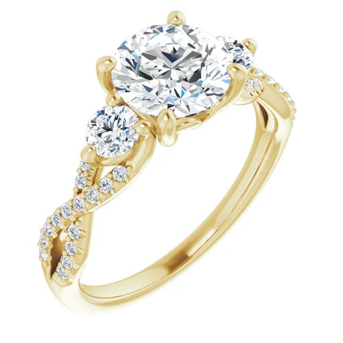 Three-Stone Woven Diamond Accented Engagement Setting