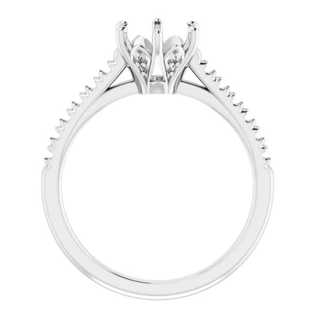 3C Cathedral French-Set Filigree Diamond Engagement Setting