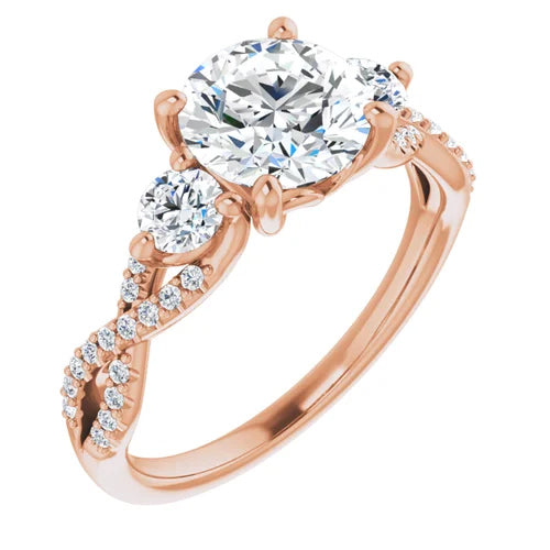 Three-Stone Woven Diamond Accented Engagement Setting