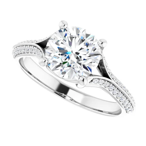 Beveled Split-Shank Pinpoint Diamond Engagement Setting