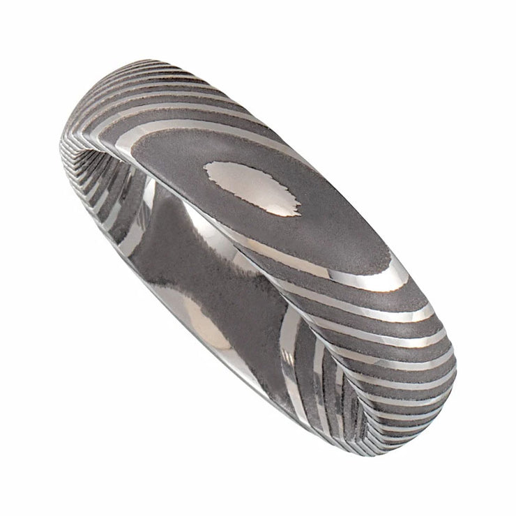 Mens Damascus Steel 6 mm Twisted Dome Band