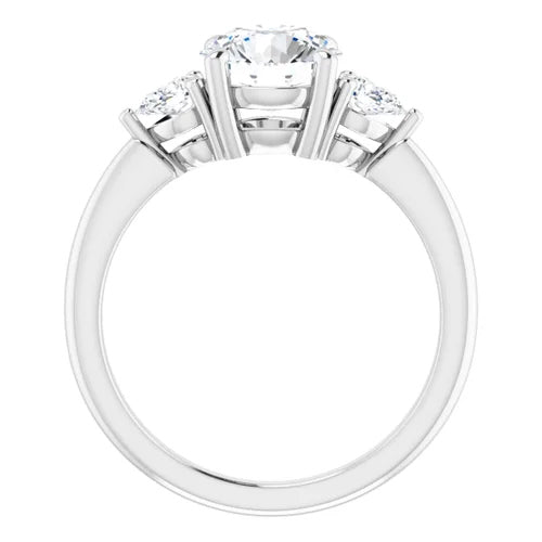 Three-Stone Pear Diamond Accented Engagement Setting