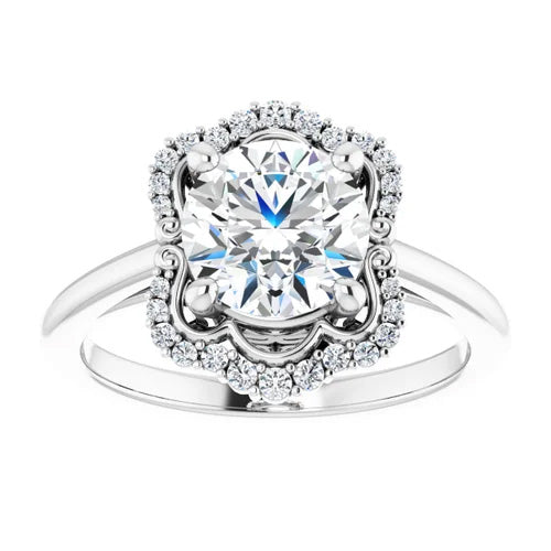 Floral Diamond Halo Engagement Setting