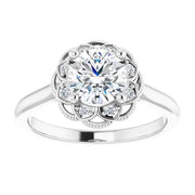 Cathedral Floret Diamond Accented Engagement Setting