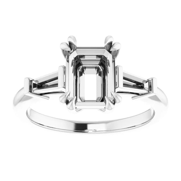 3C Step-Cut Diamond Accented Engagement Setting