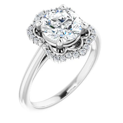Floral Diamond Halo Engagement Setting
