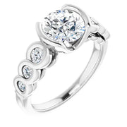 Round Modern Diamond Accented Engagement Setting