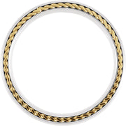 Titanium 6 mm Domed Band with Yellow Gold PVD Steel Rope Inlay Size 10