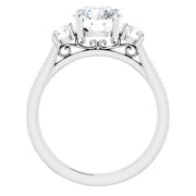 Three-Stone Diamond Accented Filigree Engagement Setting