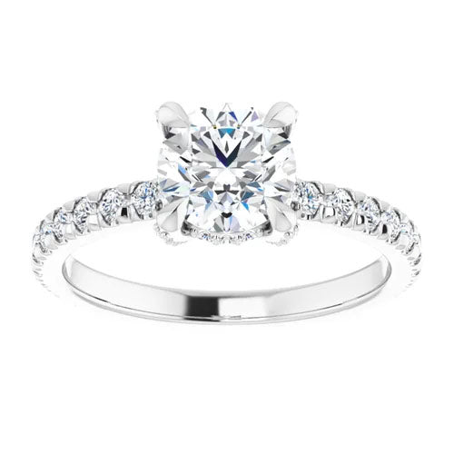 French-Set Diamond Encrusted Engagement Setting