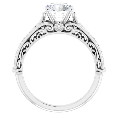 Classic Cathedral Filigree Diamond Accented Engagement Setting