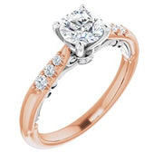 14K Rose/White 5.8 mm Round 1/8 CTW Diamond Semi-set Engagement Ring